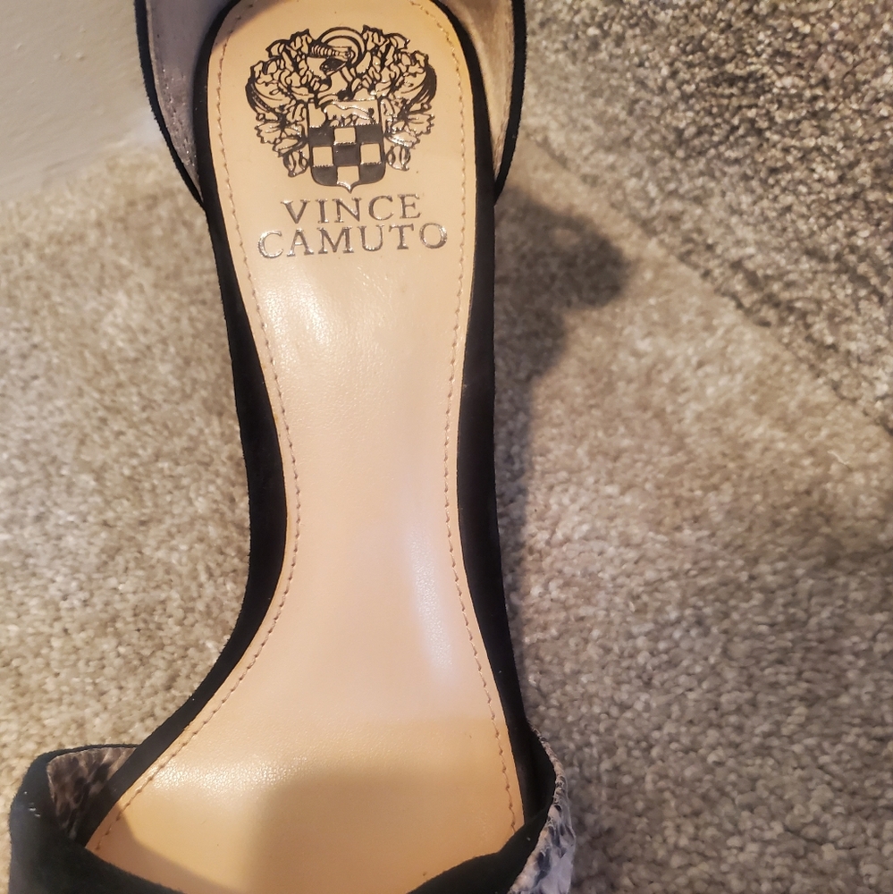 Vince Camuto Black and Cream Stiletto Heels